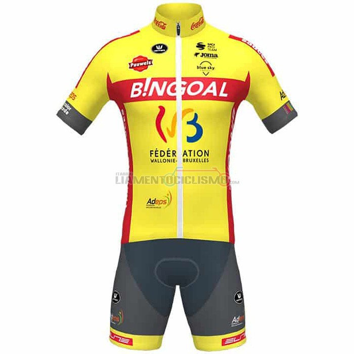 Abbigliamento Ciclismo Wallonie Bruxelles Manica Corta 2021 Giallo